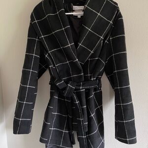 Chicwish Black and White Wool Blend Coat
